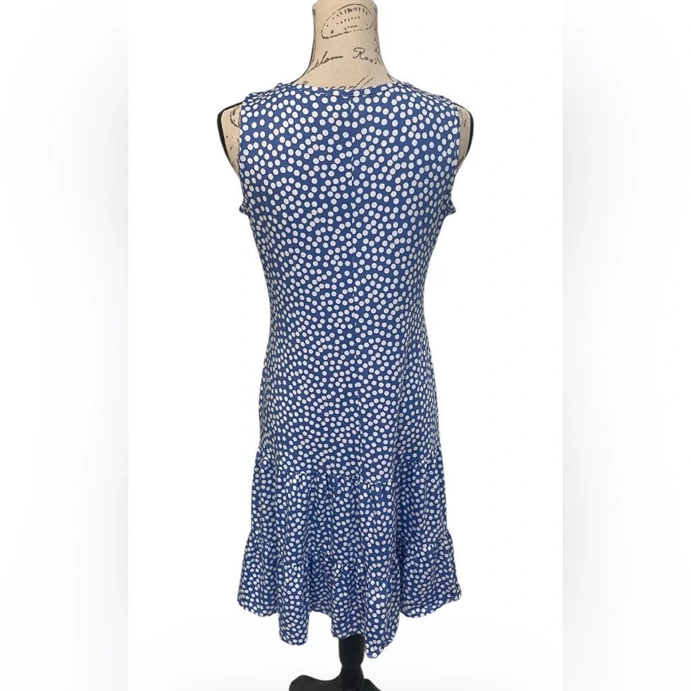Blue Polka Dot Scoop Neck Mini Dress